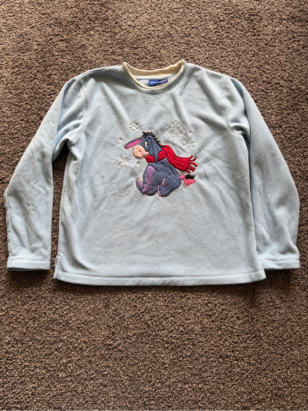 Disney Light Blue Eeyore Fleece Sweatshirt with Red Scarf Detail